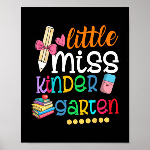 Juffrouw kleuterschool voor kinderen meisjes terug poster