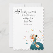 JUFFROUW MET BLOEMENBOeket EN VLINDERS ZOETE 16 Kaart (Achterkant)