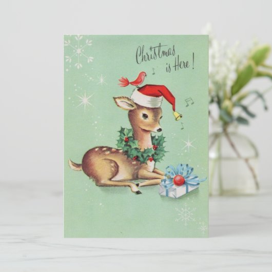 juffrouw met Kerstmis Feestdagenkaart (Staand voorkant)