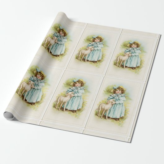 juffrouw met Lamb Cadeaupapier (Uitgerold)