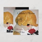 JUFFROUW MET RODE ROOS MONOGRAM BRUIDSSLUIER FEEST KAART (Voorkant / Achterkant)