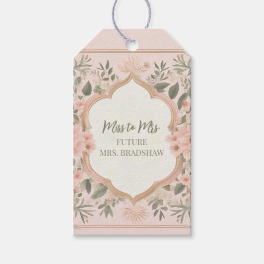 Juffrouw naar Mevrouw Bloemstuk Persoonlijk Cadeaulabel (Voorkant)