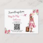 Juffrouw naar mevrouw Reis Roze Strik Bruidsjurk B Informatiekaartje (Voorkant)