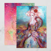 JUFFROUW POMPADOUR , Chique Goud Kledingfeest Kaart (Voorkant / Achterkant)