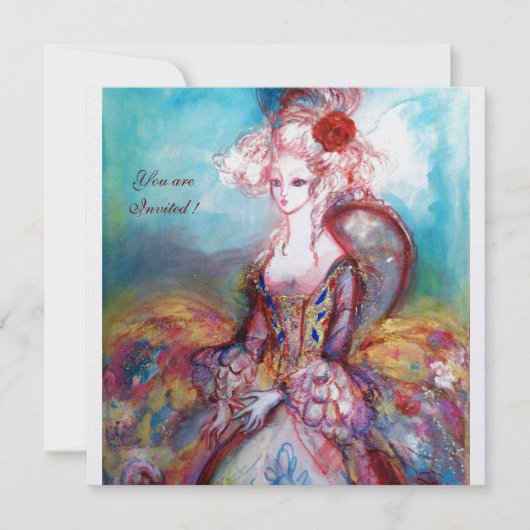 JUFFROUW POMPADOUR , Chique Goud Kledingfeest Kaart (Voorkant)