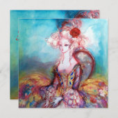 JUFFROUW POMPADOUR , Chique Goud Kostuumfeest Kaart (Voorkant / Achterkant)