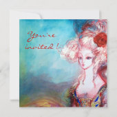 JUFFROUW POMPADOUR , Chique Goud Kostuumfeest Kaart (Achterkant)