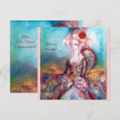 JUFFROUW POMPADOUR , Chique Goud Kostuumfeest Kaart (Voorkant / Achterkant)