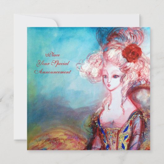 JUFFROUW POMPADOUR , Chique Goud Kostuumfeest Kaart (Achterkant)