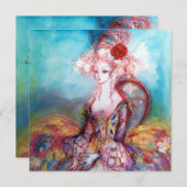 JUFFROUW POMPADOUR ,Chique goud verkleedfeest Kaart (Voorkant / Achterkant)