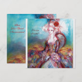 JUFFROUW POMPADOUR , Chique goud verkleedfeest Kaart (Voorkant / Achterkant)