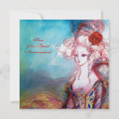 JUFFROUW POMPADOUR , Chique goud verkleedfeest Kaart (Achterkant)