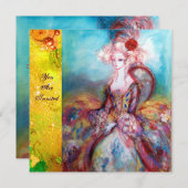 JUFFROUW POMPADOUR , Chique goud verkleedfeest Kaart (Voorkant / Achterkant)