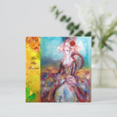 JUFFROUW POMPADOUR , Chique goudkleurig verkleedfe Kaart (Staand voorkant)