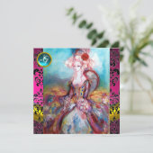 JUFFROUW POMPADOUR, ROZE ZWARTE DAMASTEN BLOEMEN M KAART (Staand voorkant)