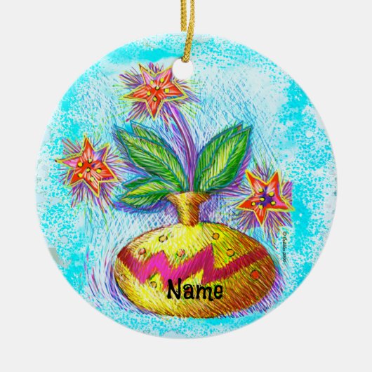 Jug O Bloemen Keramisch Ornament (Voorkant)