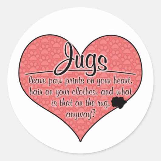 Jug Paw Prints Hond Humor Ronde Sticker (Voorkant)