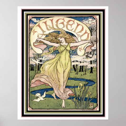 Jugend Art Nouveau Hoesje 16 x 20 Poster (Voorkant)