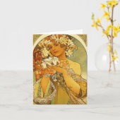 Jugendstil Alphonse Mucha Flower Note Card Kaart (Gele Bloem)