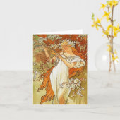 Jugendstil Alphonse Mucha Spring Note Card Kaart (Gele Bloem)
