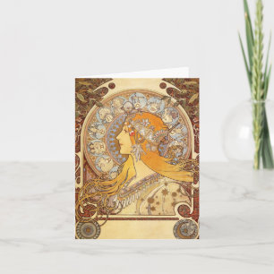 Jugendstil Alphonse Mucha Zodiac Note Card Kaart