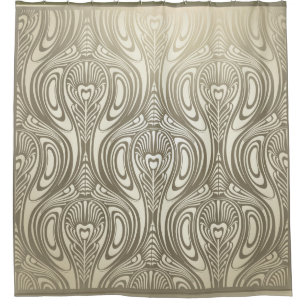Jugendstil, art deco, gouden kleuren, vintage, douchegordijn