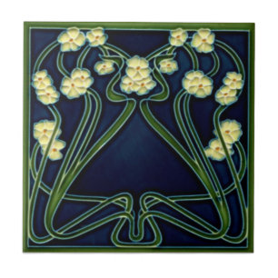 Jugendstil Art Nouveau Floral Repro Antiek Tegeltje