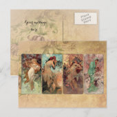 Jugendstil ~ de Vier Seizoenen Briefkaart (Voorkant / Achterkant)