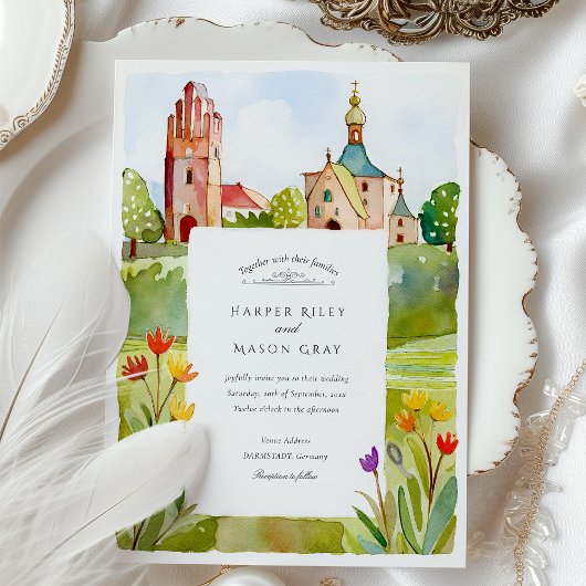 Jugendstil Mathildenhöhe Darmstadt Waterverf Kaart