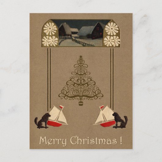 Jugendstil Merry Christmas Briefkaart (Voorkant)