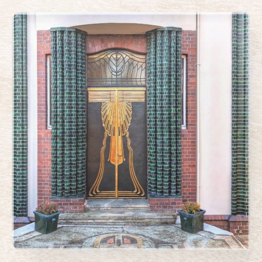 Jugenstil Door Glazen Onderzetter (Voorkant)