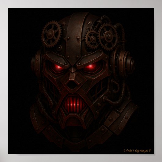 Juggernaut Mask - Dark Steampunk Art Poster (Voorkant)