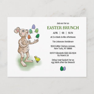 Juggling Bunny's Pasen Brunch Uitnodiging Briefkaart
