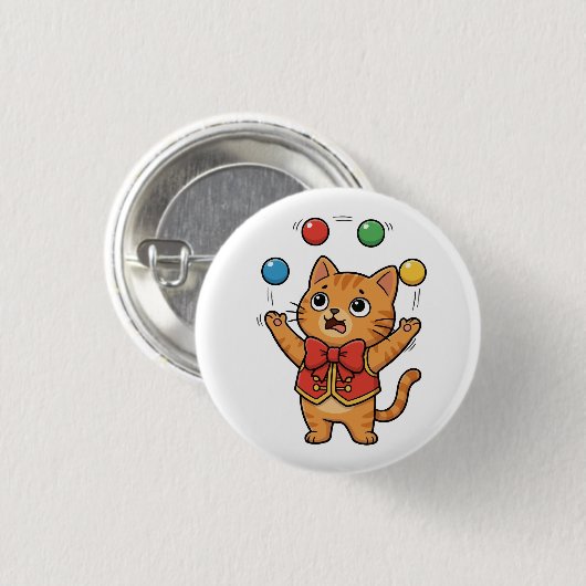 Juggling Cat Circus Button (Voorkant /achterkant)