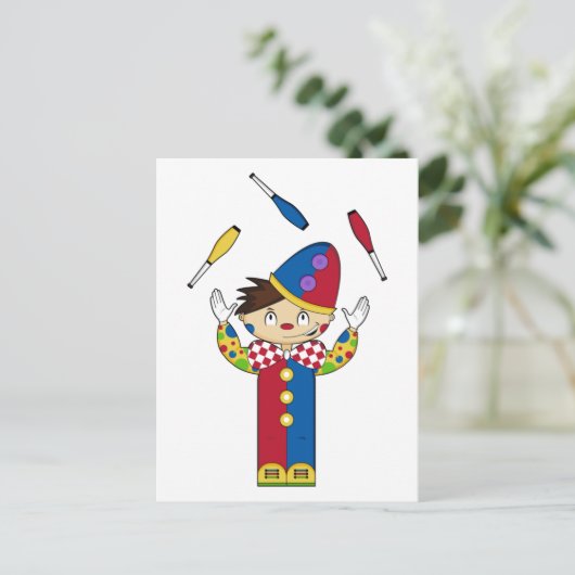 Juggling Circus Clown Briefkaart (Staand voorkant)