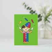 Juggling Circus Clown Green Briefkaart (Staand voorkant)