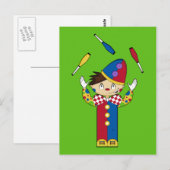Juggling Circus Clown Green Briefkaart (Voorkant / Achterkant)