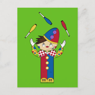 Juggling Circus Clown Green Briefkaart