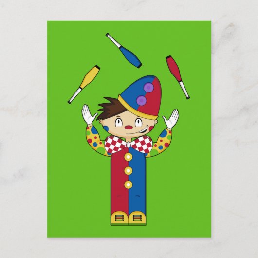 Juggling Circus Clown Green Briefkaart (Voorkant)