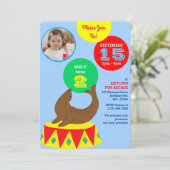 Juggling Circus Seal Kinder Foto Verjaardag Kaart (Staand voorkant)