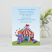 Juggling Clown, Circus Tent, Birthday Party Kaart (Staand voorkant)