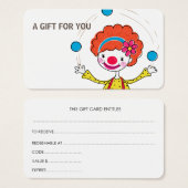 Juggling Clown Gift Kaart, Certificaat, D11-052115 Visitekaartje (Voorkant /achterkant)
