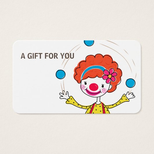 Juggling Clown Gift Kaart, Certificaat, D11-052115 Visitekaartje (Voorkant)