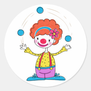 Juggling Clown Ronde Sticker