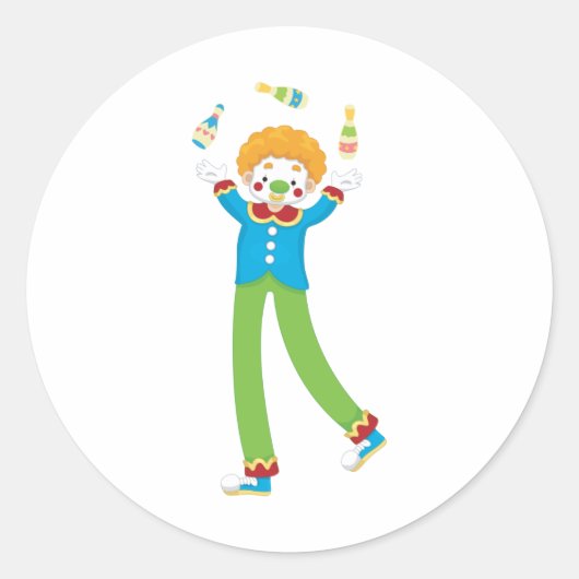 Juggling Clown Ronde Sticker (Voorkant)
