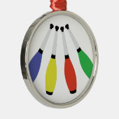 Juggling Clubs Metalen Ornament (Rechts)