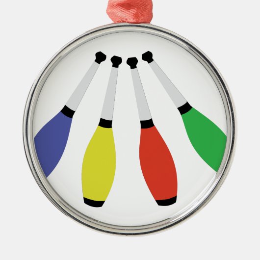 Juggling Clubs Metalen Ornament (Voorkant)