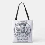 Juggling Daisies Boerderij Familie dubbelzijdig Tote Bag (Achterkant)