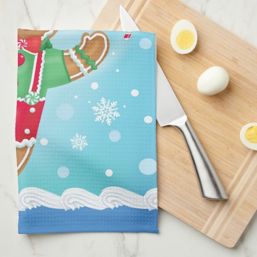 Juggling Gingerbrood Man Kitchen Towel Theedoek (Quarter Fold)