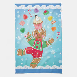 Juggling Gingerbrood Man Kitchen Towel Theedoek